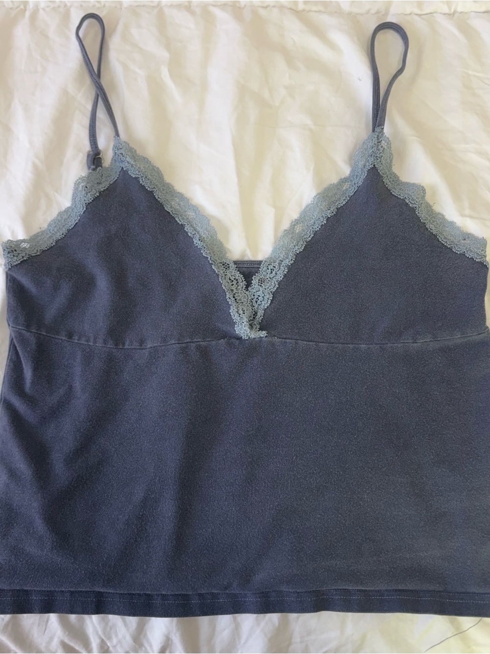 Brandy Melville Navy Blue Lace-Trim Tank Top